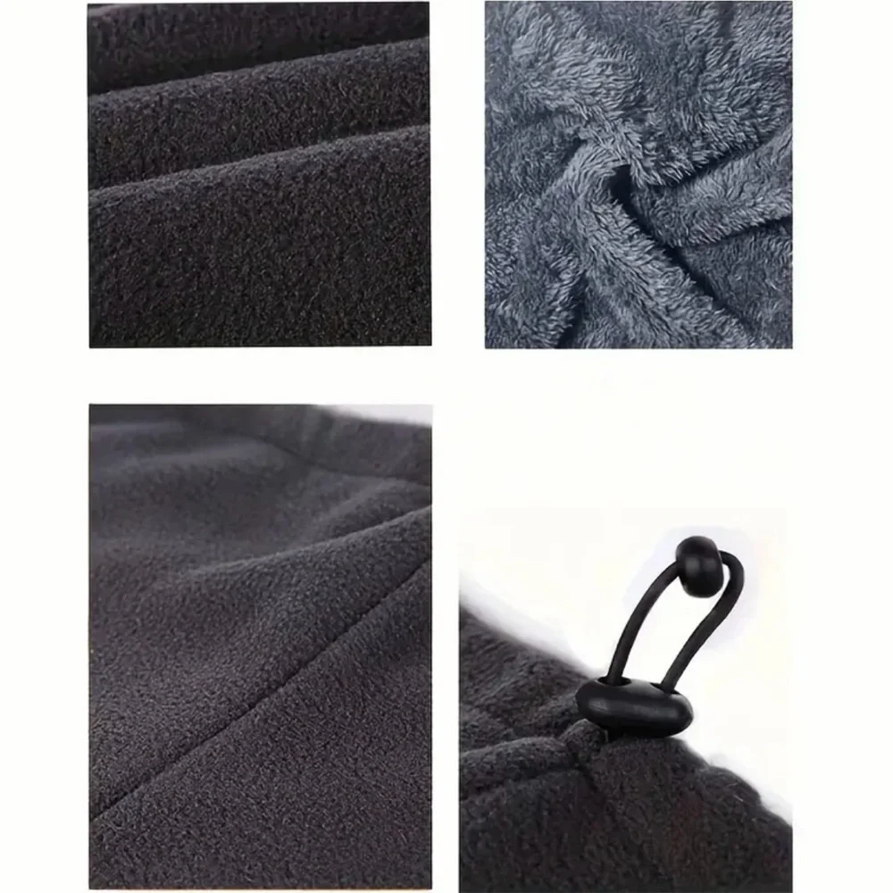 Grey Fleece Neck Warmer Scarf Faux Fur Lined Snood Winter Windproof Multi Use